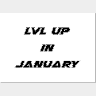 Lvl Up in January - Birthday Geeky Gift Posters and Art